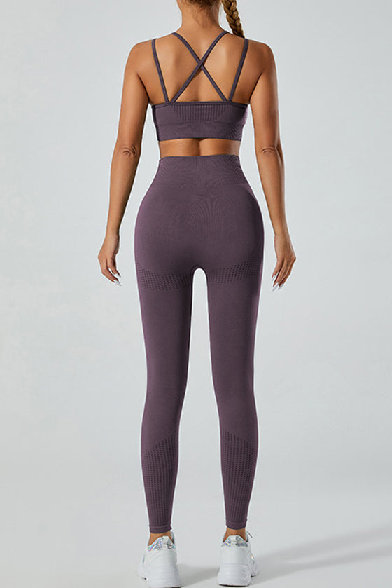 PACK2611616-P308-1, Valerian Back Cross Strappy Bra and Leggings Yoga Set