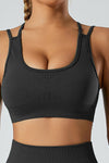 PACK2611616-P2-1, Black Back Cross Strappy Bra and Leggings Yoga Set