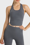 PACK264763-P2011-1, Dark Grey Racerback Longline Yoga Sports Tank Top