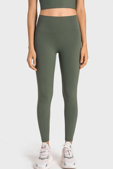  PACK265527-P1609-1, Moss Green Wide Waistband Seamless Ankle Leggings