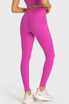 PACK265528-P6-1, Rose Red Side Pockets Seamless Workout Leggings