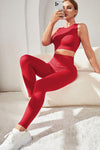 PACK2611629-P3-1, Fiery Red Seamless Sports Bra Leggings Active Set