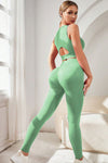 PACK2611629-P809-1, Light Green Seamless Sports Bra Leggings Active Set