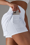 PACK265533-P1-1, White Double Layer High Waistband Mesh Active Shorts