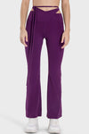 PACK265534-P508-1, Violet Arched Cut out Waist Lace up Flared Active Pants