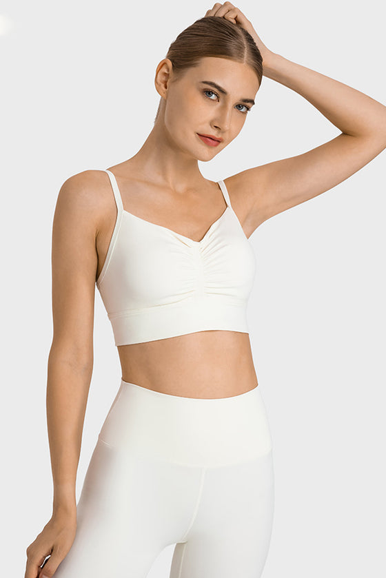 PACK264766-P1-1, White Sexy Ruched Thin Straps Gym Bra