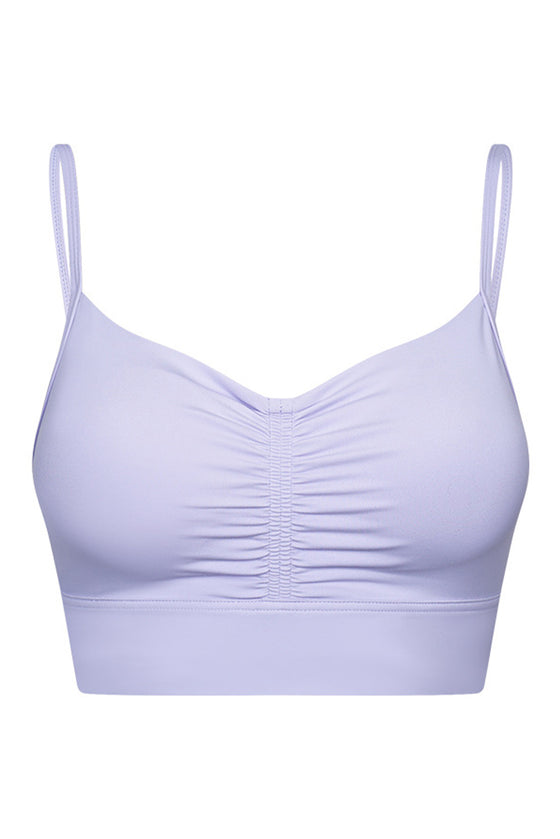 PACK264766-P708-1, Orchid Petal Sexy Ruched Thin Straps Gym Bra