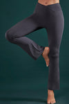PACK265539-P4011-1, Carbon Grey V Crossover High Waist Workout Flare Leggings