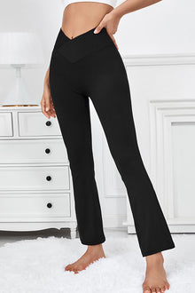  PACK265540-P2-1, Black Crossed High Waist Flare Yoga Pants