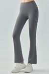 PACK265540-P3011-1, Medium Grey Crossed High Waist Flare Yoga Pants