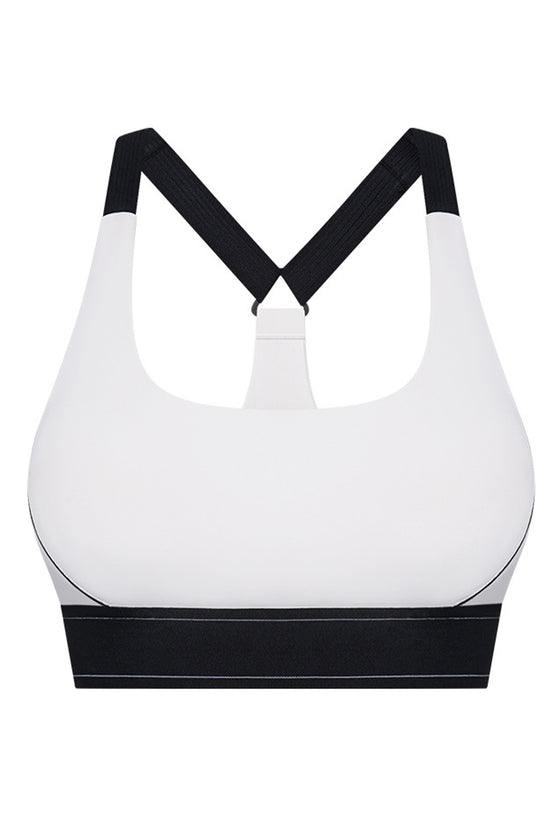 PACK264768-P1-1, White Contrast Banded Y Back Gym Bra