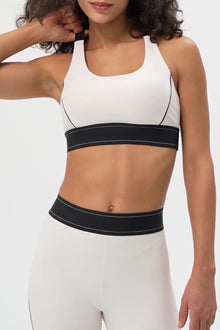  PACK264768-P1-1, White Contrast Banded Y Back Gym Bra