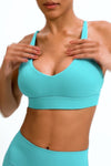 PACK264769-P404-1, Turquoise Sexy Strappy Back V Neck Sports Bra