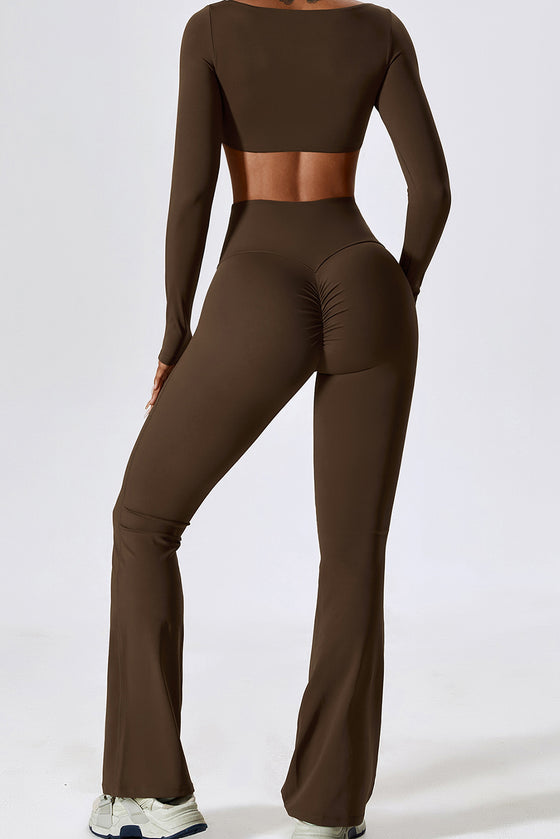 PACK2611630-P7017-1, Chicory Coffee Square Neck Cropped Active Top & Pants Set