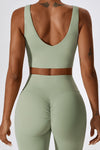 PACK2611631-P1209-1, Laurel Green Sporty Quick Dry Bra & Flared Pants Set