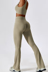 PACK2611631-P5016-1, Pale Khaki Sporty Quick Dry Bra & Flared Pants Set