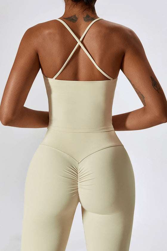 PACK2611632-P18-1, Apricot Crisscross Backless Workout Tank and Flare Leggings Set
