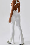 PACK262261-P1-1, White U Neck Backless Flare Sports Jumpsuit