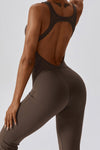 PACK262261-P7017-1, Chicory Coffee U Neck Backless Flare Sports Jumpsuit