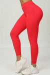 PACK265541-P3-1, Fiery Red Solid Color High Waist Butt Lifting Sports Leggings