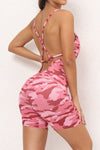 PACK2631194-P1022-1, Pink Camouflage/Solid Strappy Open Back Active Romper
