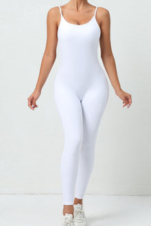  PACK2631200-P1-1, White Cut Out Backless Skinny Fit Active Jumpsuit