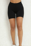 PACK265542-P2-1, Black Solid Ruched Butt Lifting High Waist Sports Shorts