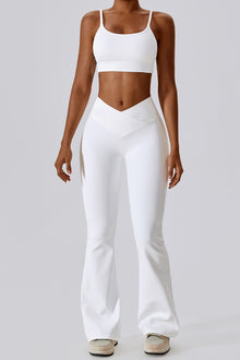  PACK2611633-P1-1, White Active Bra and Arched Flare Pants Workout Set