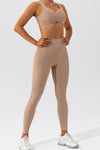 PACK2611637-P4016-1, Light French Beige Solid Color Active Bra and High Waist Leggings Workout Set