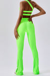 PACK2611641-P809-1, Light Green One Shoulder Split Bottom 2pcs Active Set