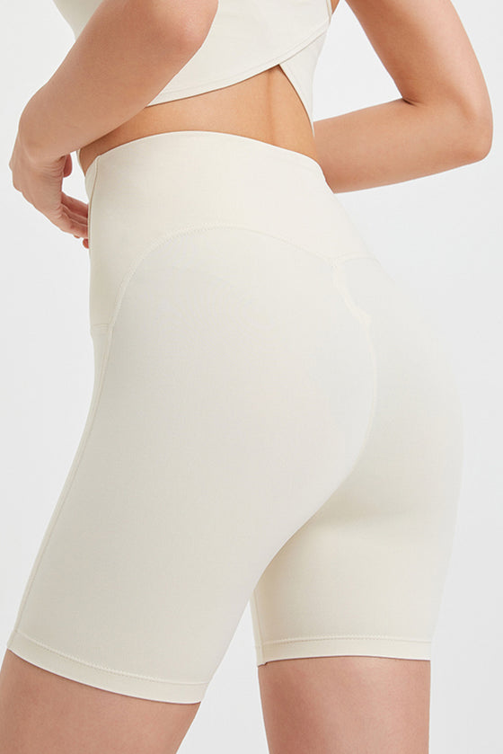 PACK265544-P101-1, White Tailored High Waist Buttock Lifting Fitness Shorts