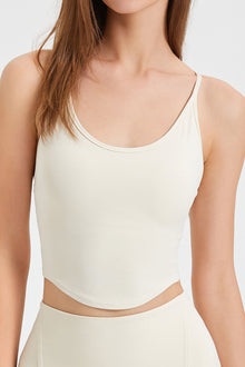  PACK264775-P101-1, White Crossed Straps Round Hem Workout Top