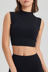 PACK264778-P2-1, Black Mock Neck Cropped Sports Tank Top