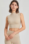 PACK264778-P1015-1, Oatmeal Mock Neck Cropped Sports Tank Top