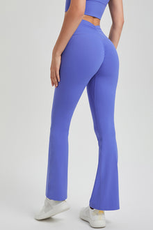  PACK265549-P408-1, Lilac Ruched High Waist Butt Lift Sports Flared Pants