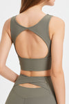 PACK264779-P1609-1, Moss Green Square Neck Cutout Back Crop Yoga Tank Top