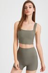 PACK264779-P1609-1, Moss Green Square Neck Cutout Back Crop Yoga Tank Top