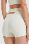 PACK265550-P1-1, White Back Cross Waistband Yoga Shorts