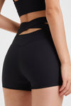 PACK265550-P2-1, Black Back Cross Waistband Yoga Shorts