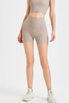 PACK265550-P5016-1, Pale Khaki Back Cross Waistband Yoga Shorts