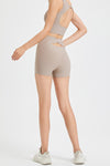 PACK265550-P5016-1, Pale Khaki Back Cross Waistband Yoga Shorts