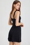 PACK267004-P2-1, Black Sleeveless U Neck Back Zipper Sports Mini Dress