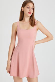  PACK267004-P10-1, Pink Sleeveless U Neck Back Zipper Sports Mini Dress