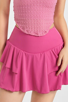  PACK265552-P3010-1, Bonbon High Waist Ruffled Sports Athletic Skirt