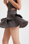 PACK265552-P5017-1, Dark Brown High Waist Ruffled Sports Athletic Skirt