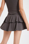 PACK265552-P5017-1, Dark Brown High Waist Ruffled Sports Athletic Skirt