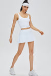 PACK265554-P1-1, White Solid Color High Waist Back Pleated Sports Skirt