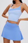 PACK265554-P205-1, Sky Blue Solid Color High Waist Back Pleated Sports Skirt