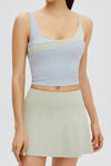PACK265554-P1209-1, Laurel Green Solid Color High Waist Back Pleated Sports Skirt