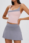 PACK265554-P3011-1, Medium Grey Solid Color High Waist Back Pleated Sports Skirt